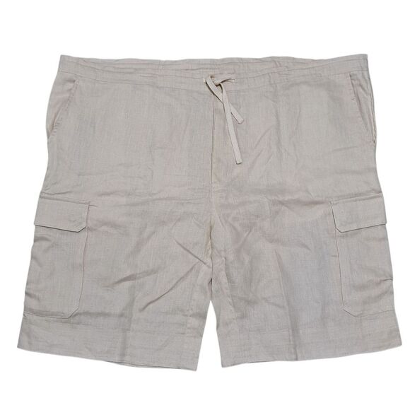 Island Importer Linen Boho Summer Drawstring Cargo Shorts XL Natural/Cream NWT - Picture 1 of 14